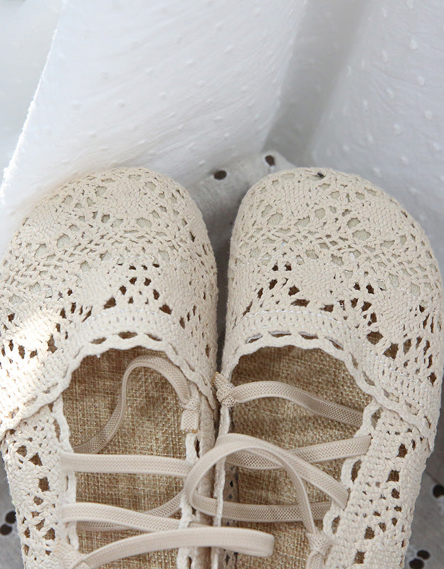 Front Strappy Soft Bottom Lace Flats