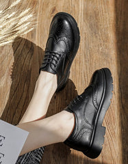 Retro Leather British Style Thick Heel Oxford Shoes