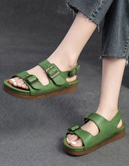 Genuine Leather Buckles Straps Slingback Sandals