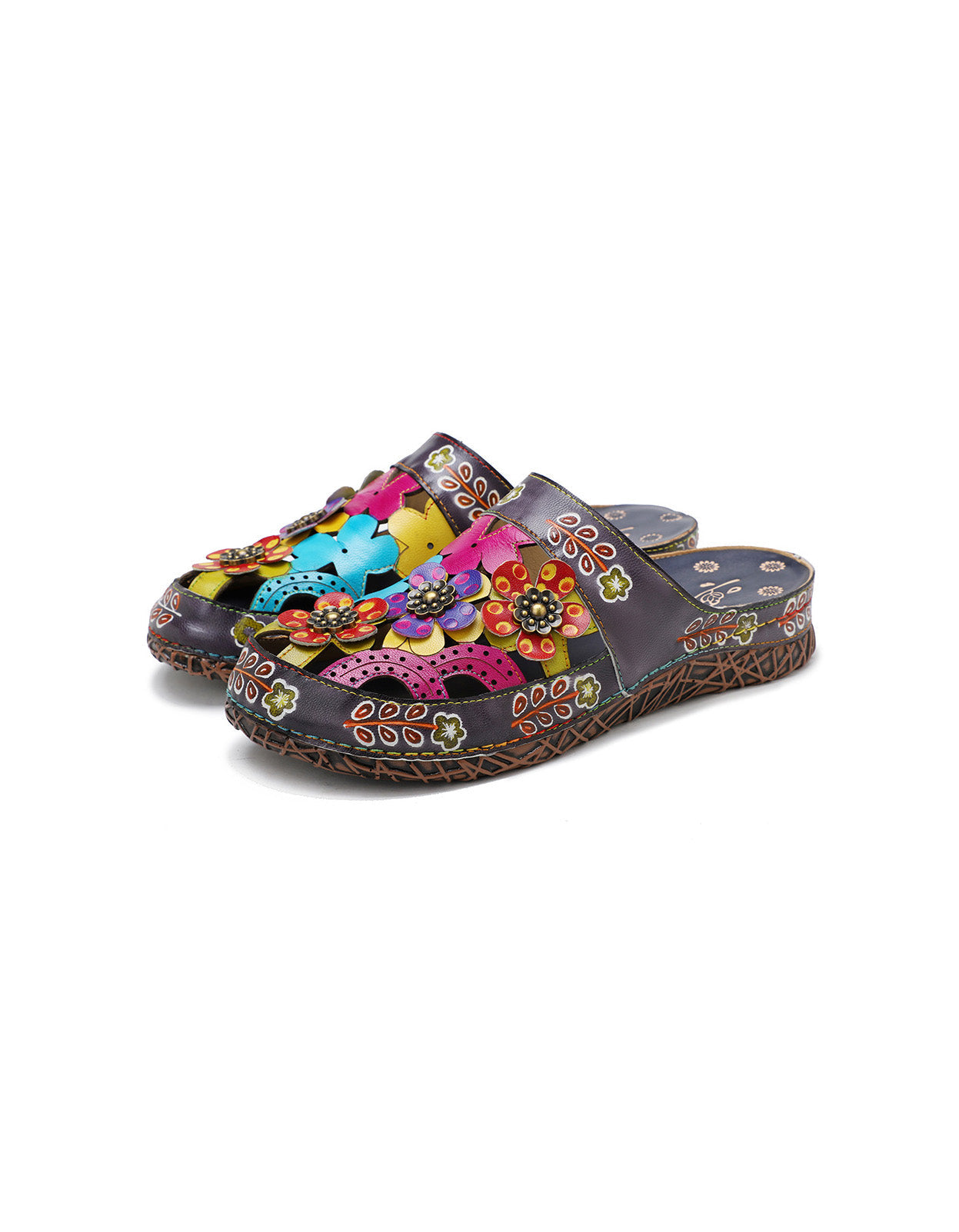 Genuine Leather Hand-rubbed Ethnic Style Retro Slippers 36-42