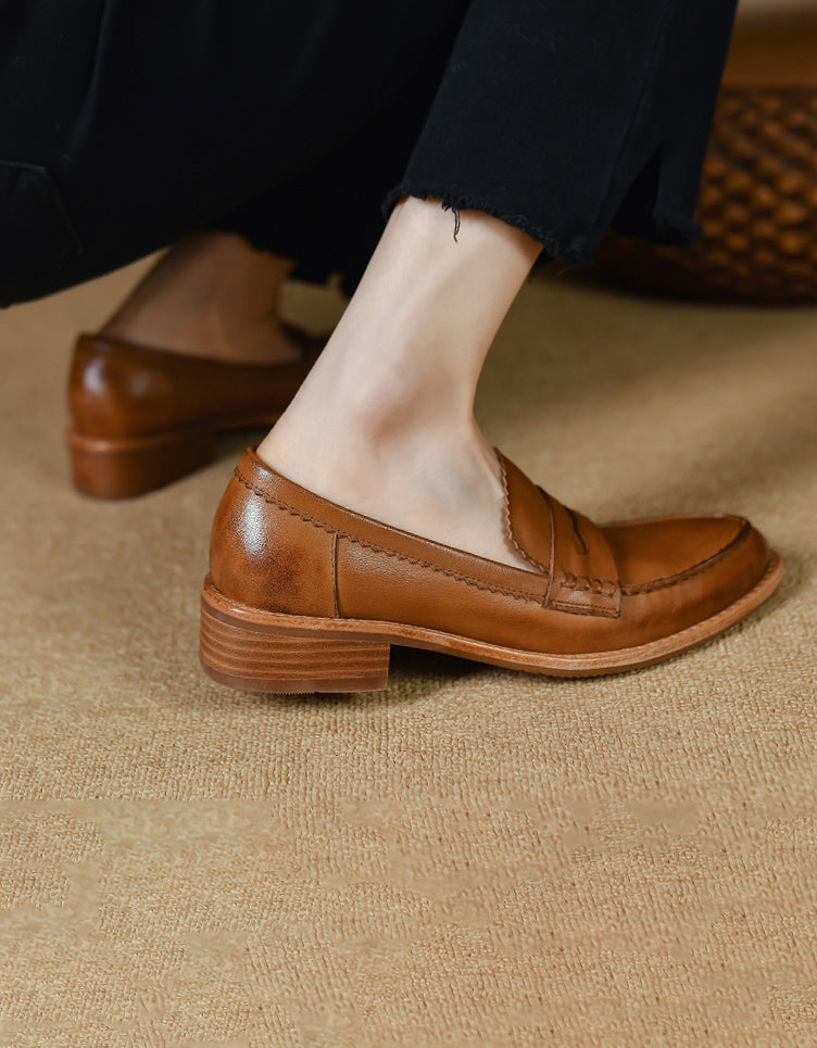 Genuine Leather Handmade Oxford Loafers for Women