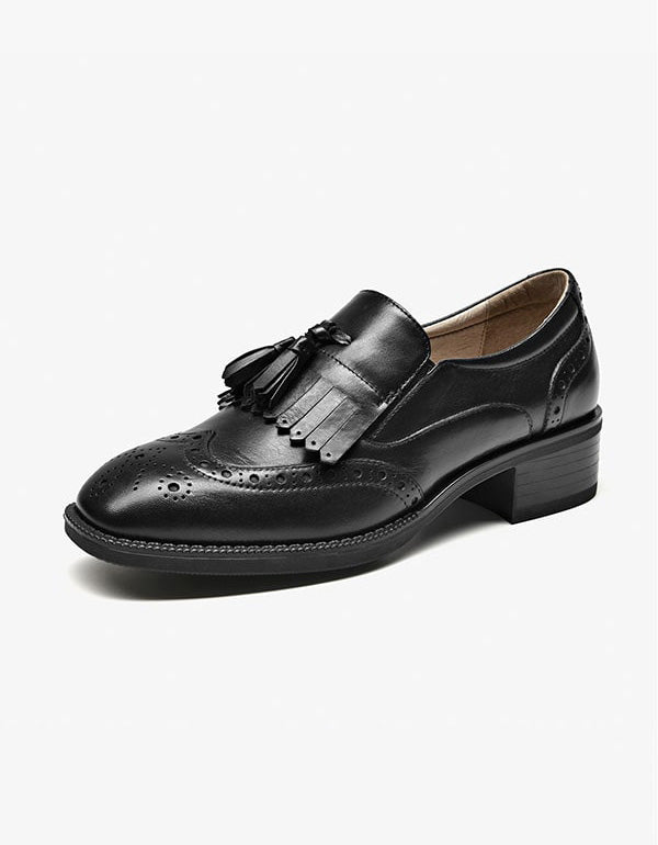 Genuine Leather Tassels British Brogue Oxfords Women