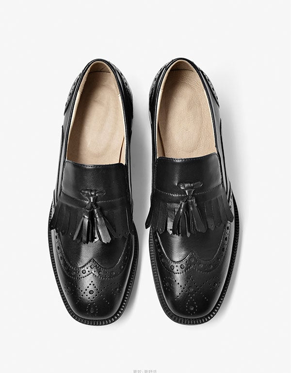 Genuine Leather Tassels British Brogue Oxfords Women