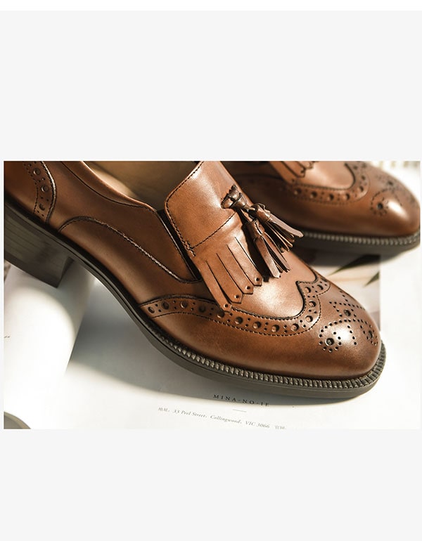 Genuine Leather Tassels British Brogue Oxfords Women