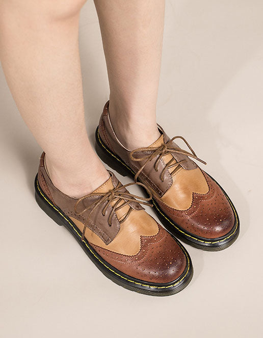 Genuine Leather Vintage Oxford Shoes for Women