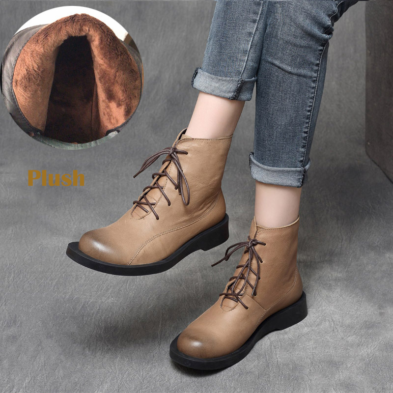 Handmade Wide Toe Winter Ankle Boots Women