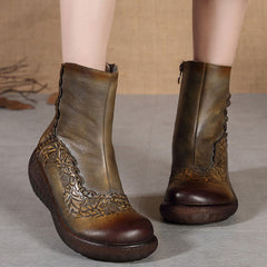 Hand-Carved Thick-Bottomed Retro Boots | Gift Shoes