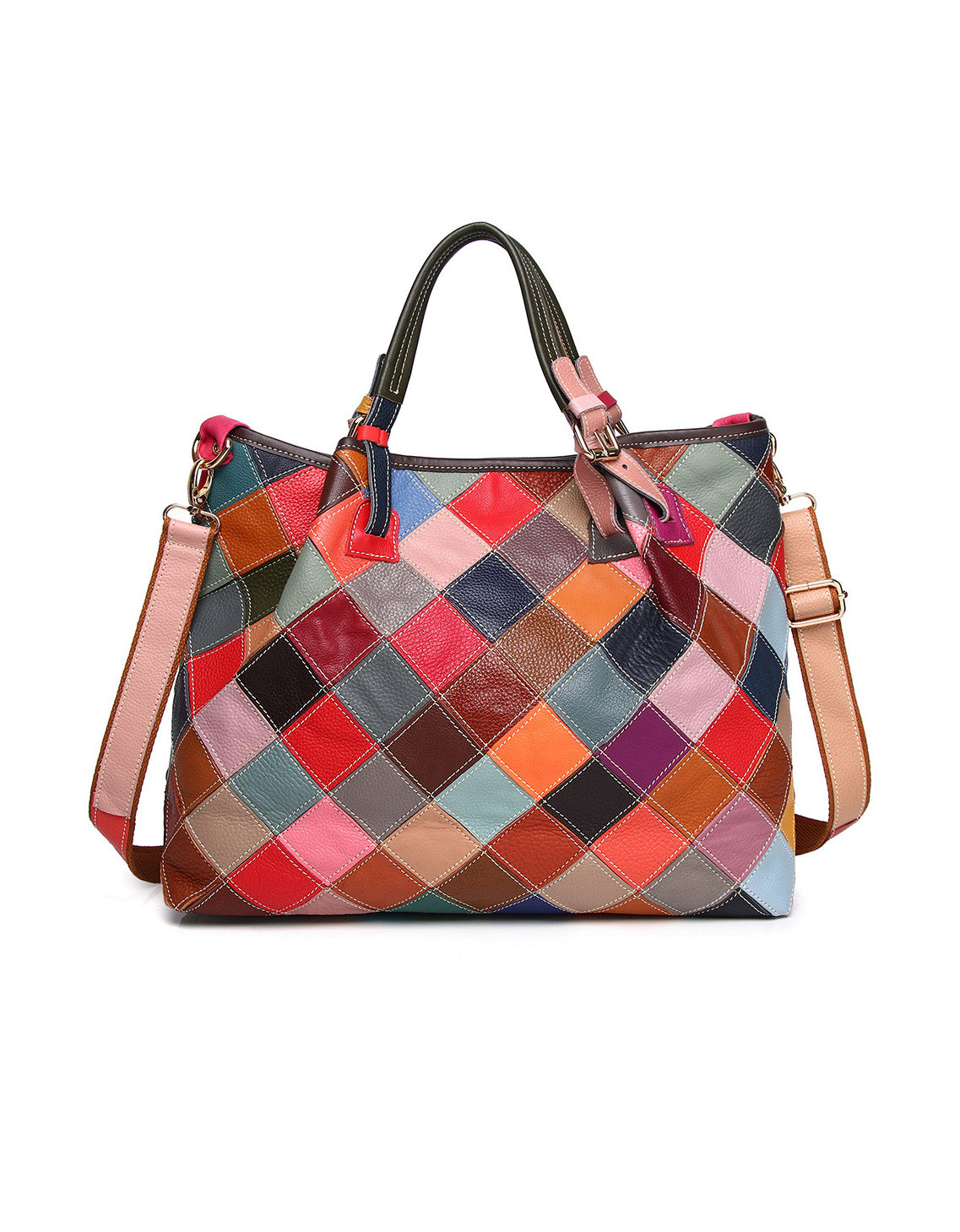 Hand-painted Colored Flower Plaid Women's Handbag