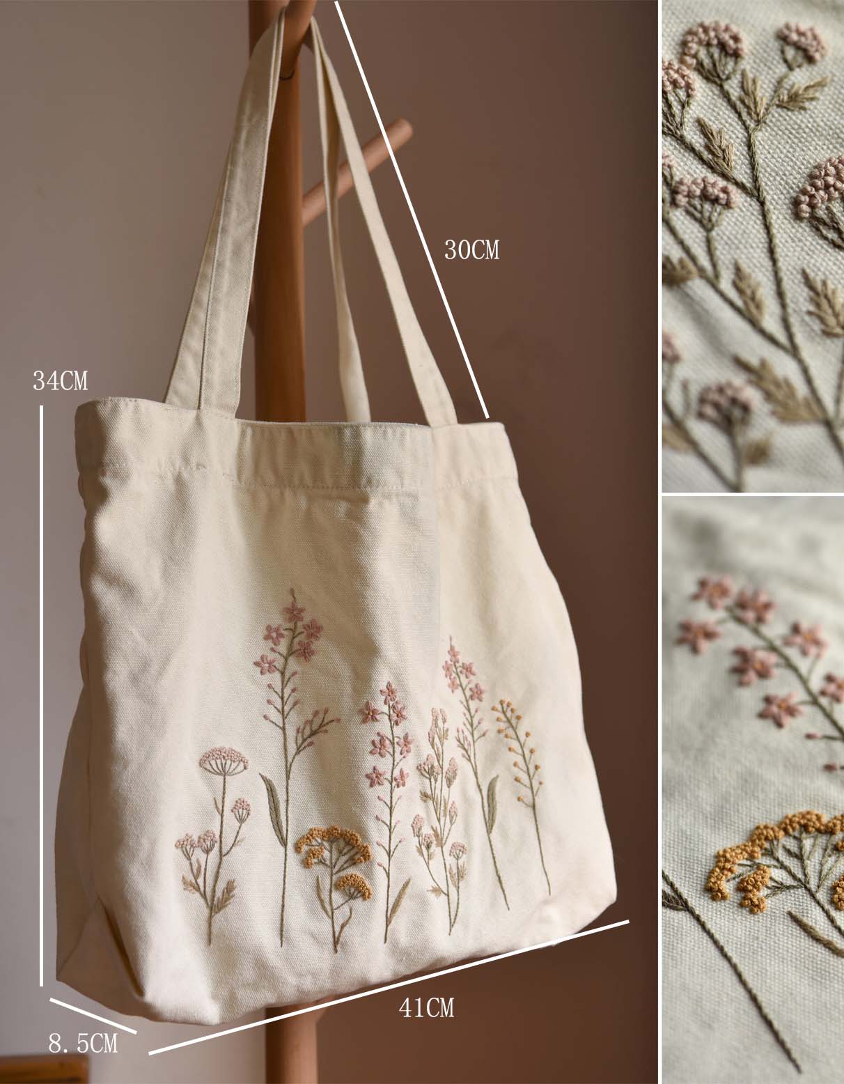 Handmade DIY Embroidery Flowers Bag (Including DIY materials)