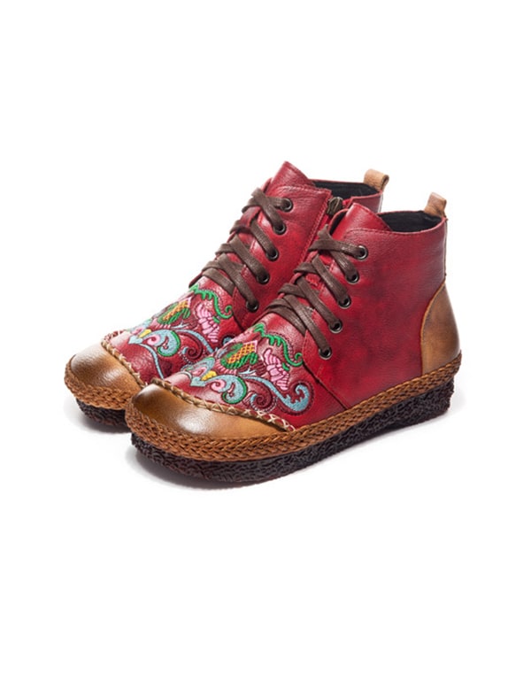 Handmade Ethnic style Embroidery Ankle Boots