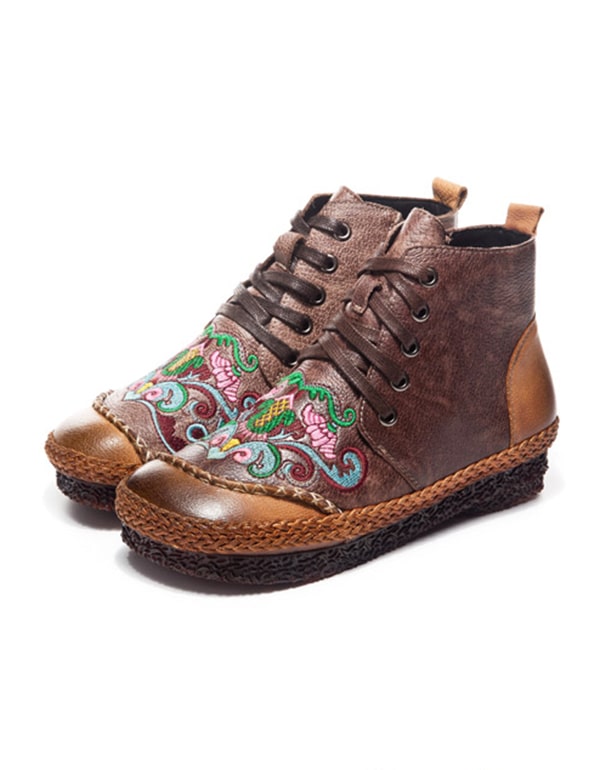 Handmade Ethnic style Embroidery Ankle Boots