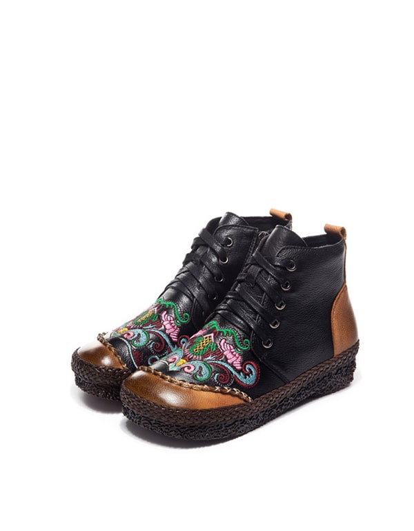 Handmade Ethnic style Embroidery Ankle Boots