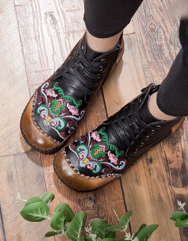 Handmade Ethnic style Embroidery Ankle Boots