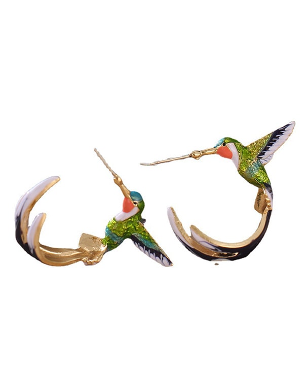 Handmade Hummingbird Drip Earrings