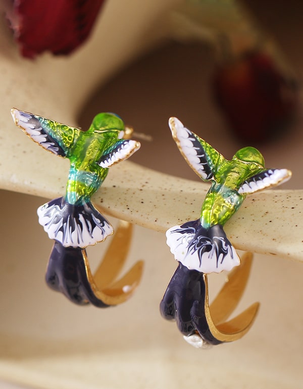 Handmade Hummingbird Drip Earrings