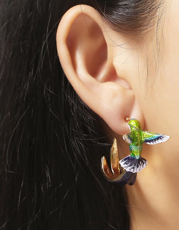 Handmade Hummingbird Drip Earrings