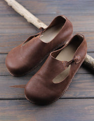 Handmade Leather Round Head Retro Flats