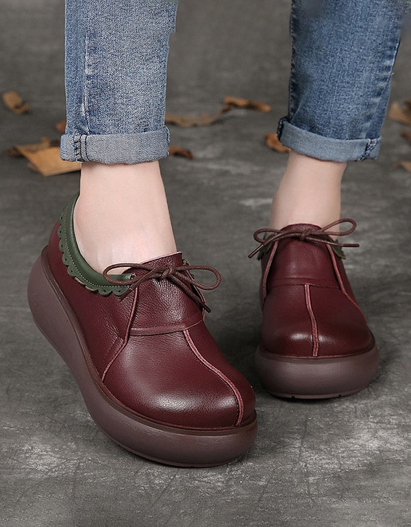 Handmade Leather Round Head Retro Shoes