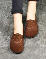 Handmade Retro Leather Soft Round Head Flats