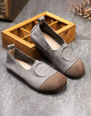 Handmade Retro Leather Soft Round Head Flats