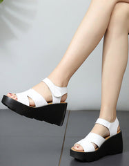 Handmade Retro Leather Summer Wedge Sandals