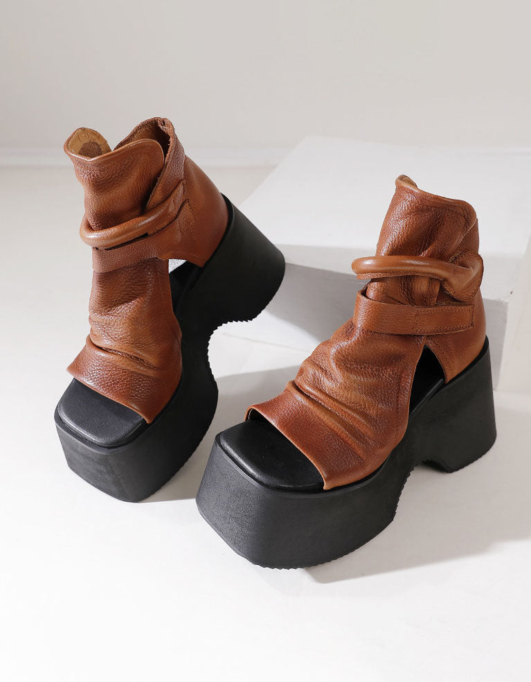 Handmade Retro Open Toe Platform Sandals