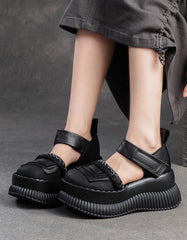 Handmade Retro Wide Toe Box Platform Sandals