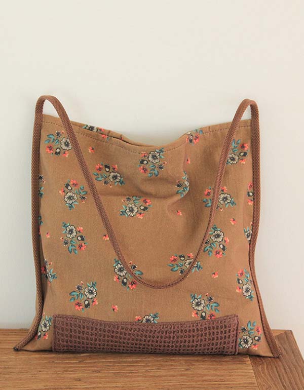 Handmade Vintage Floral Linen One Shoulder Bag