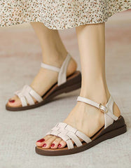 Vintage Leather Woven Flat Sandals Slingback