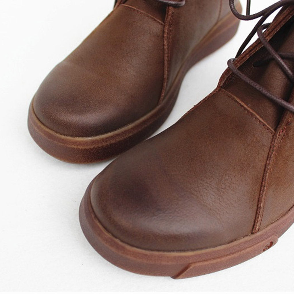 Handmade Leather Lace-up Martin Ankle Boots 35-42