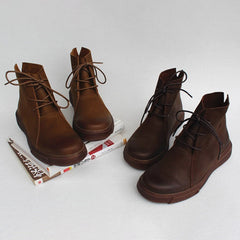 Handmade Leather Lace-up Martin Ankle Boots 35-42