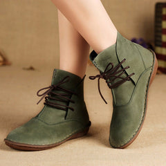 Handmade Retro Flat Short Boots | Gift Shoes | 35-42