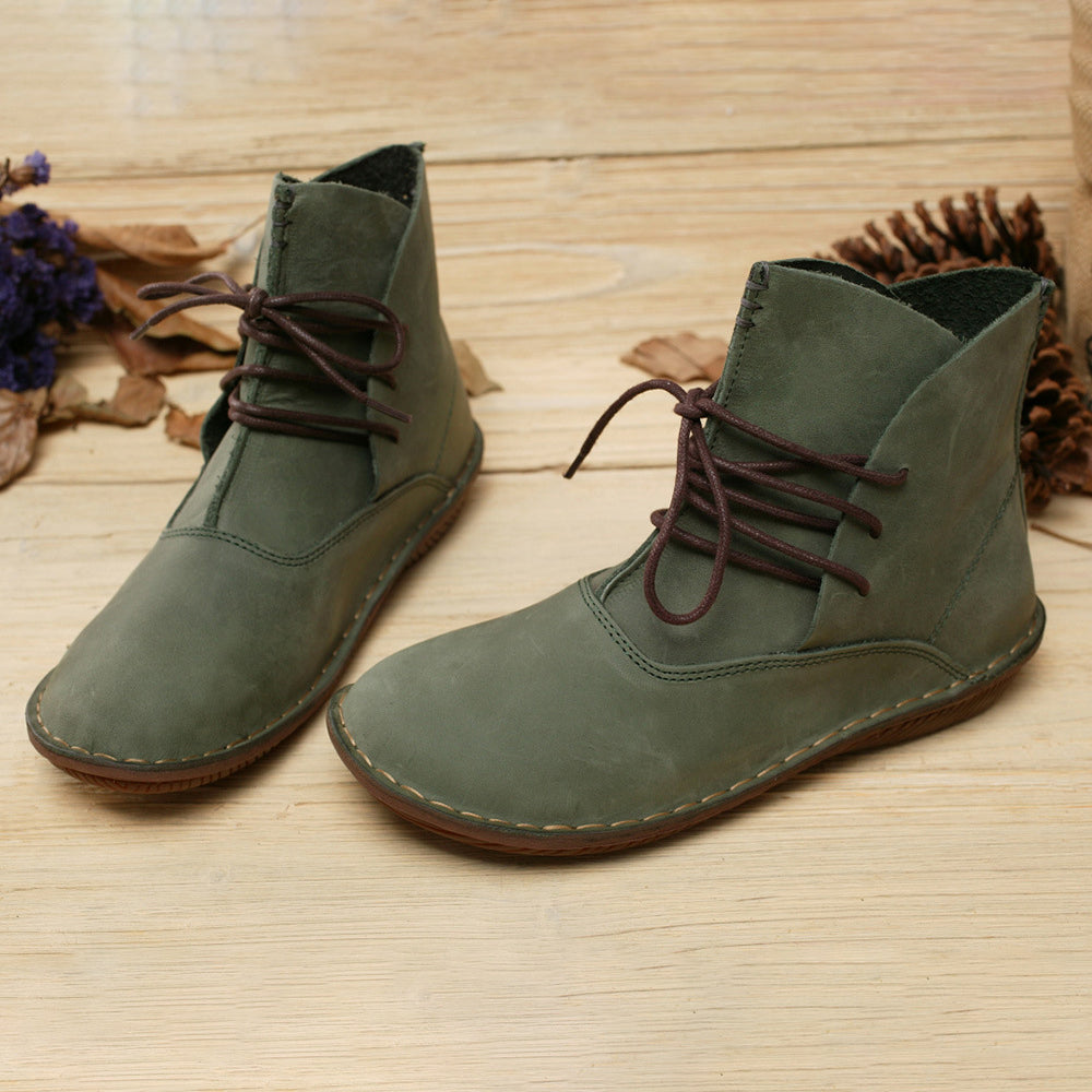 Handmade Retro Flat Short Boots | Gift Shoes | 35-42