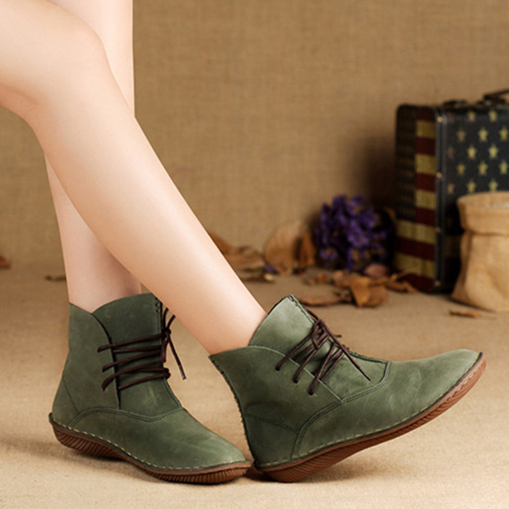 Handmade Retro Flat Short Boots | Gift Shoes | 35-42