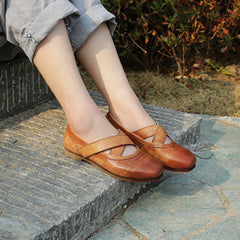 Handmade Retro Leather Flat Comfortable Women's Shoes | Gift Shoes