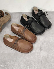 Lace-up Comfortable Soft Leather Retro Flat Shoes