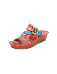 Leather Printed Chinese Style Oriental Slippers