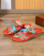 Leather Printed Chinese Style Oriental Slippers