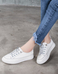 Casual Leather Sneakers For Women White