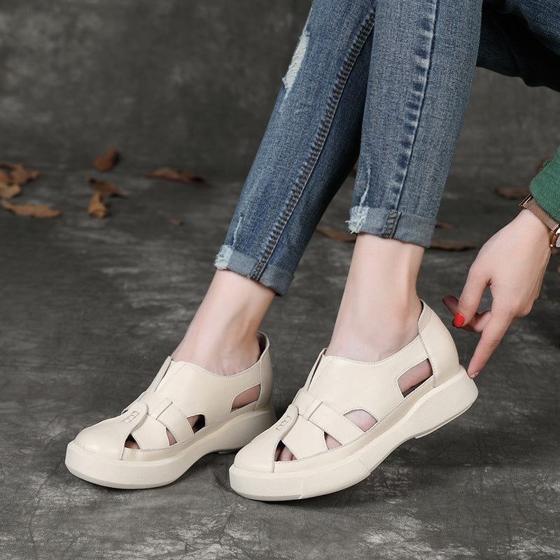 Retro Leather Hollow Sandals 35-41