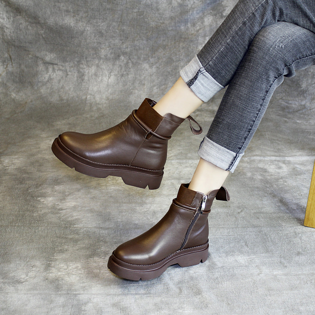 Leather Thick-Bottomed Platform Boots | Gift Shoes