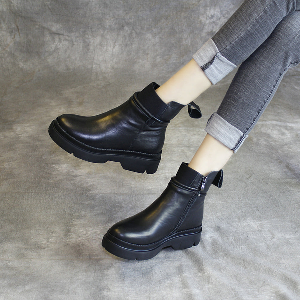 Leather Thick-Bottomed Platform Boots | Gift Shoes