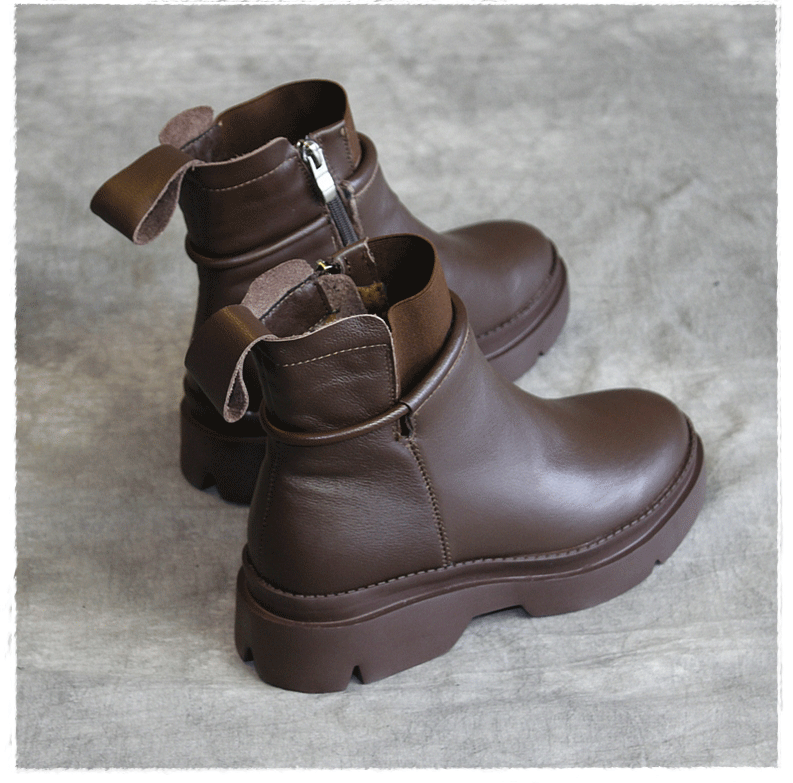 Leather Thick-Bottomed Platform Boots | Gift Shoes