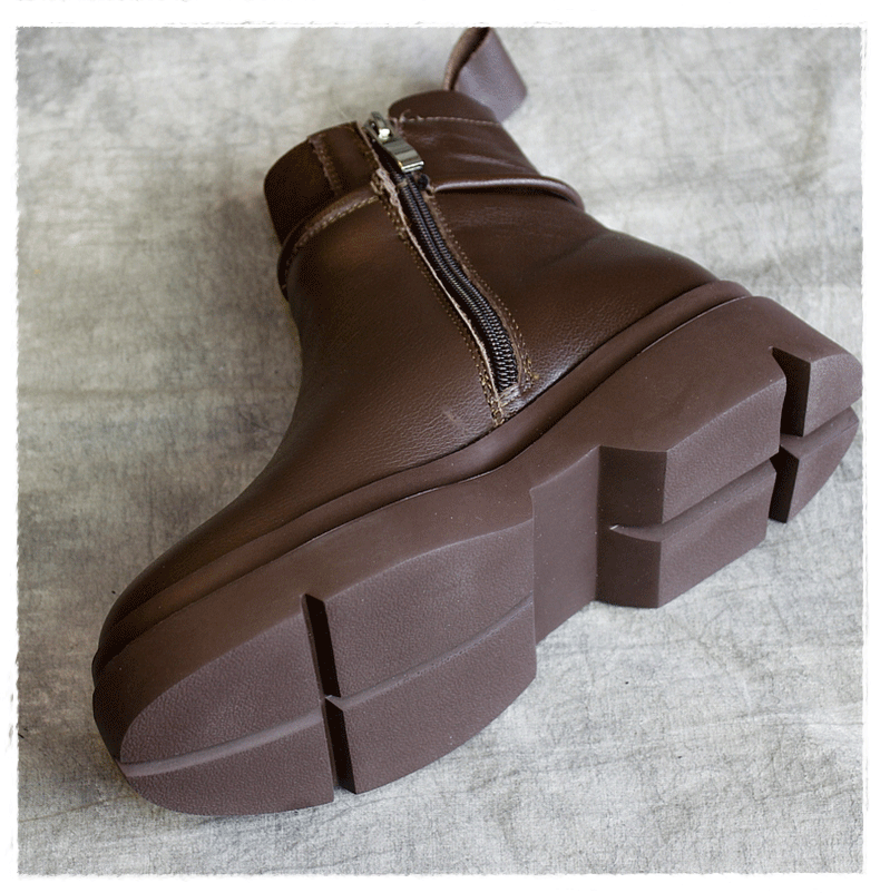 Leather Thick-Bottomed Platform Boots | Gift Shoes