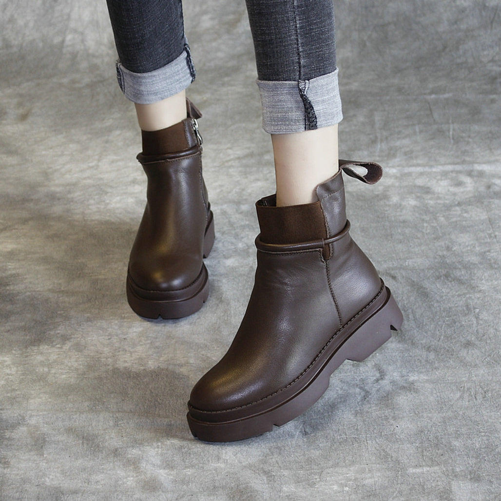 Leather Thick-Bottomed Platform Boots | Gift Shoes