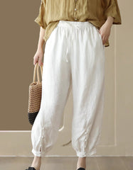 Leg buckled Design Loose Linen Pants