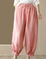 Leg buckled Design Loose Linen Pants