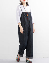 Loose Straight Wide Leg Denim Jumpsuit