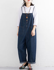 Loose Straight Wide Leg Denim Jumpsuit