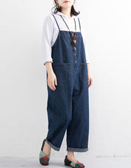 Loose Straight Wide Leg Denim Jumpsuit